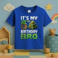 Birthday Boy It'S My 6th Birthday Bro 6 Year Old Gamer Pixel Toddler T-Shirt thumb 3