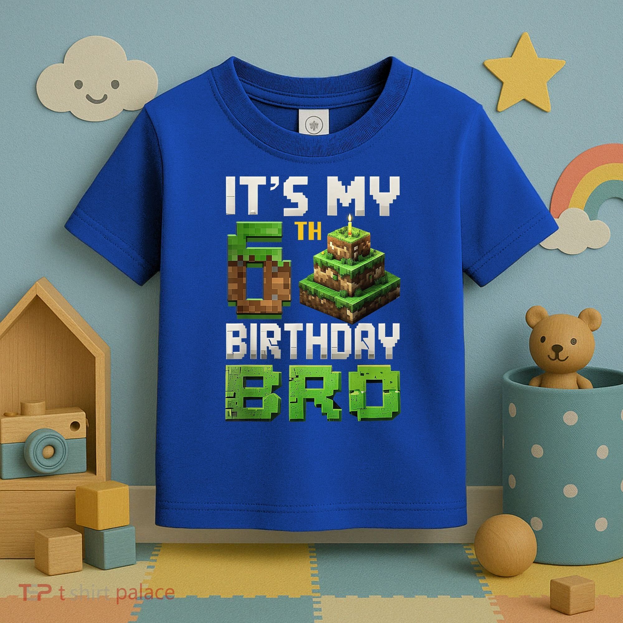 Birthday Boy It'S My 6th Birthday Bro 6 Year Old Gamer Pixel Toddler T-Shirt