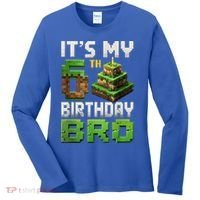 Birthday Boy It'S My 6th Birthday Bro 6 Year Old Gamer Pixel Women's Long Sleeve Shirt thumb 0
