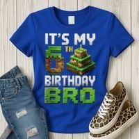 Birthday Boy It'S My 6th Birthday Bro 6 Year Old Gamer Pixel Women's T-Shirt thumb 3