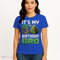 Birthday Boy It'S My 6th Birthday Bro 6 Year Old Gamer Pixel Women's T-Shirt thumb 4