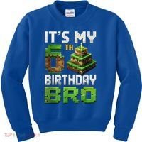 Birthday Boy It'S My 6th Birthday Bro 6 Year Old Gamer Pixel Kids Sweatshirt thumb 0