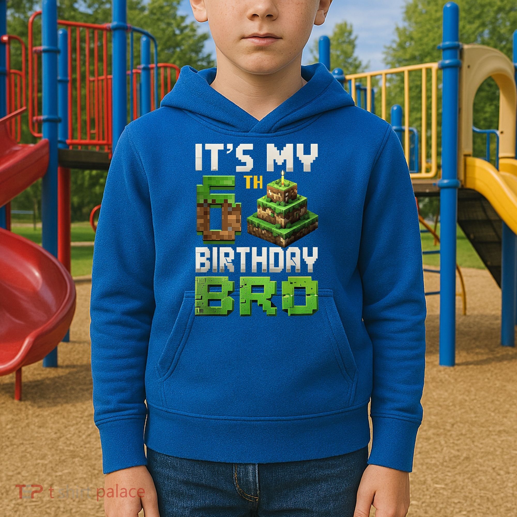 Birthday Boy It'S My 6th Birthday Bro 6 Year Old Gamer Pixel Kids Hoodie