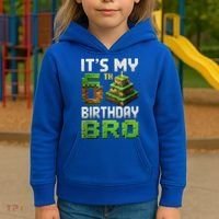 Birthday Boy It'S My 6th Birthday Bro 6 Year Old Gamer Pixel Kids Hoodie thumb 3