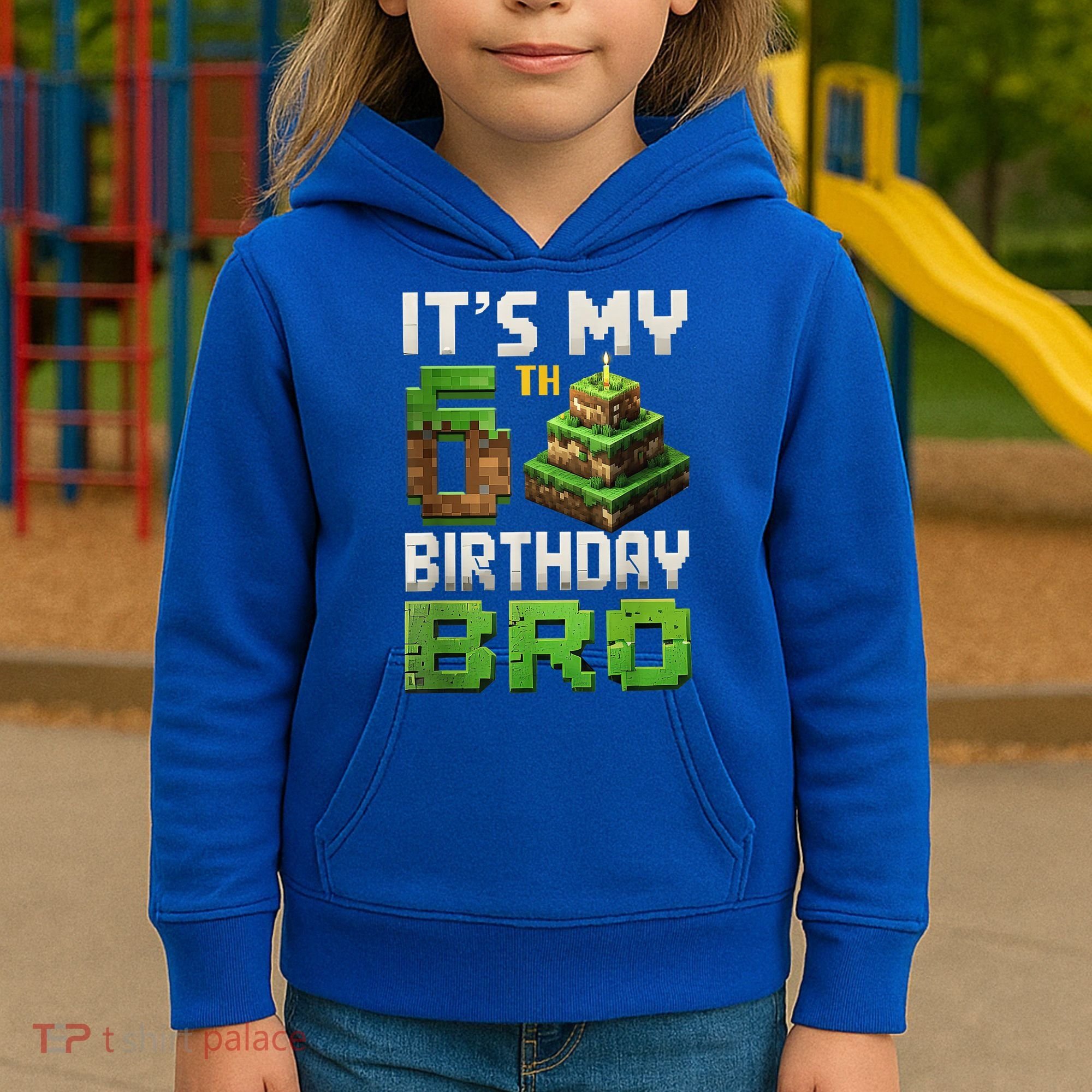Birthday Boy It'S My 6th Birthday Bro 6 Year Old Gamer Pixel Kids Hoodie