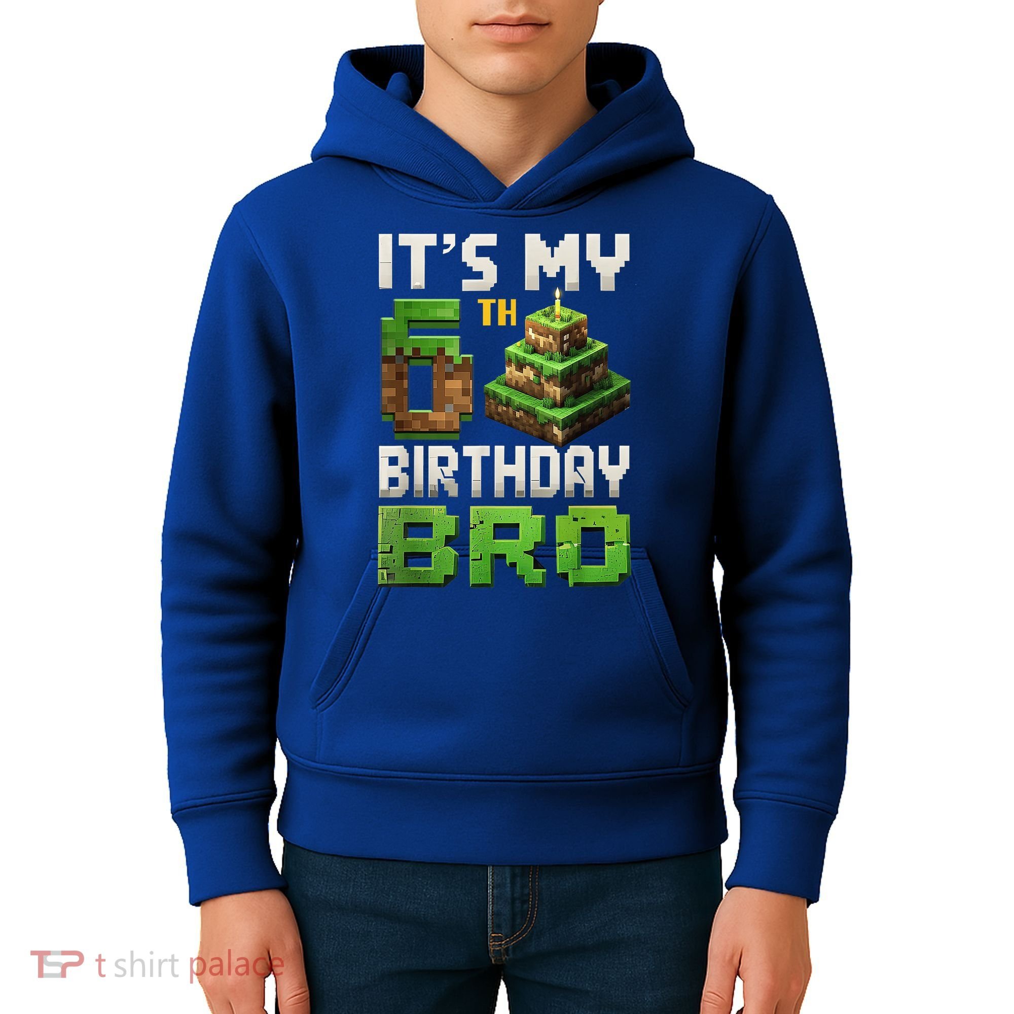 Birthday Boy It'S My 6th Birthday Bro 6 Year Old Gamer Pixel Kids Hoodie