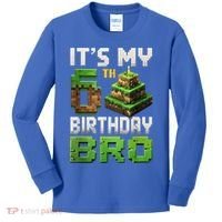 Birthday Boy It'S My 6th Birthday Bro 6 Year Old Gamer Pixel Kids Long Sleeve Shirt thumb 0