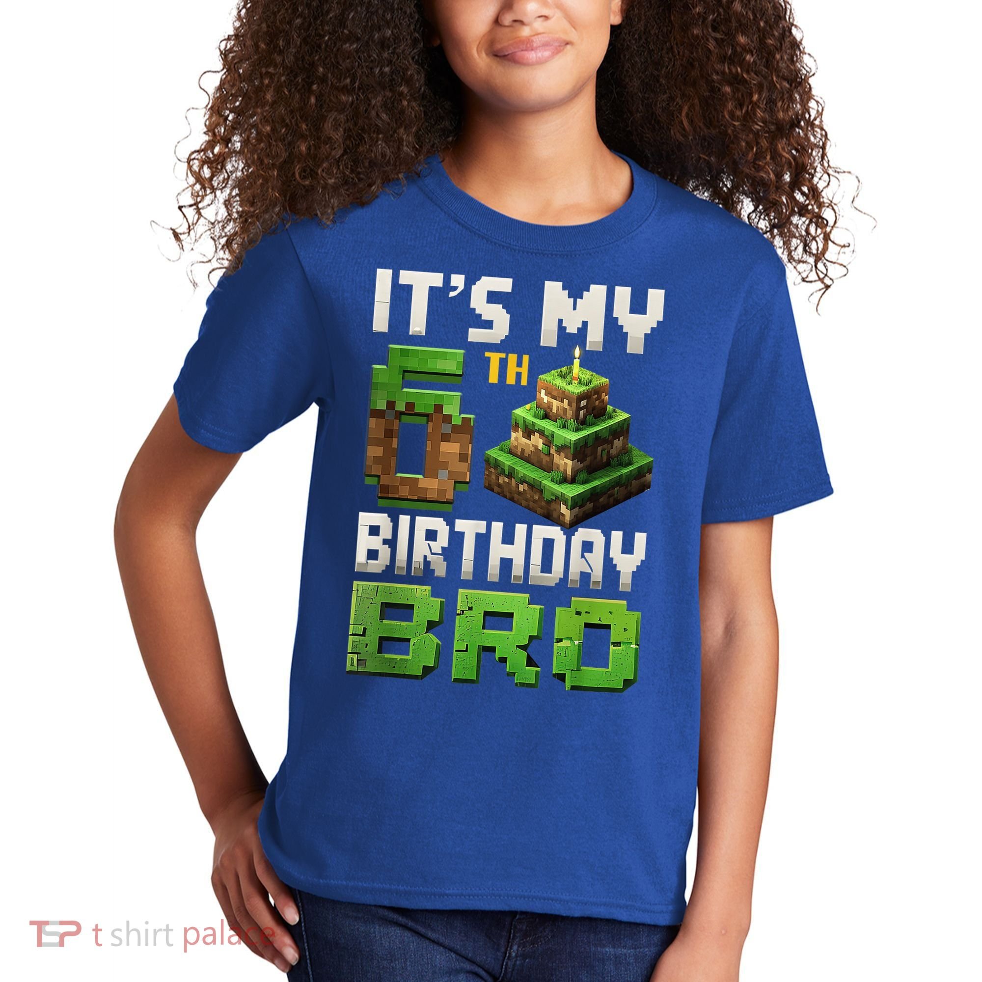 Birthday Boy It'S My 6th Birthday Bro 6 Year Old Gamer Pixel Kids T-Shirt