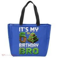 Birthday Boy It'S My 6th Birthday Bro 6 Year Old Gamer Pixel Tote Bag thumb 0