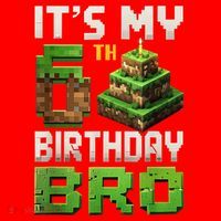 Birthday Boy It'S My 6th Birthday Bro 6 Year Old Gamer Pixel Santa Hat thumb 1