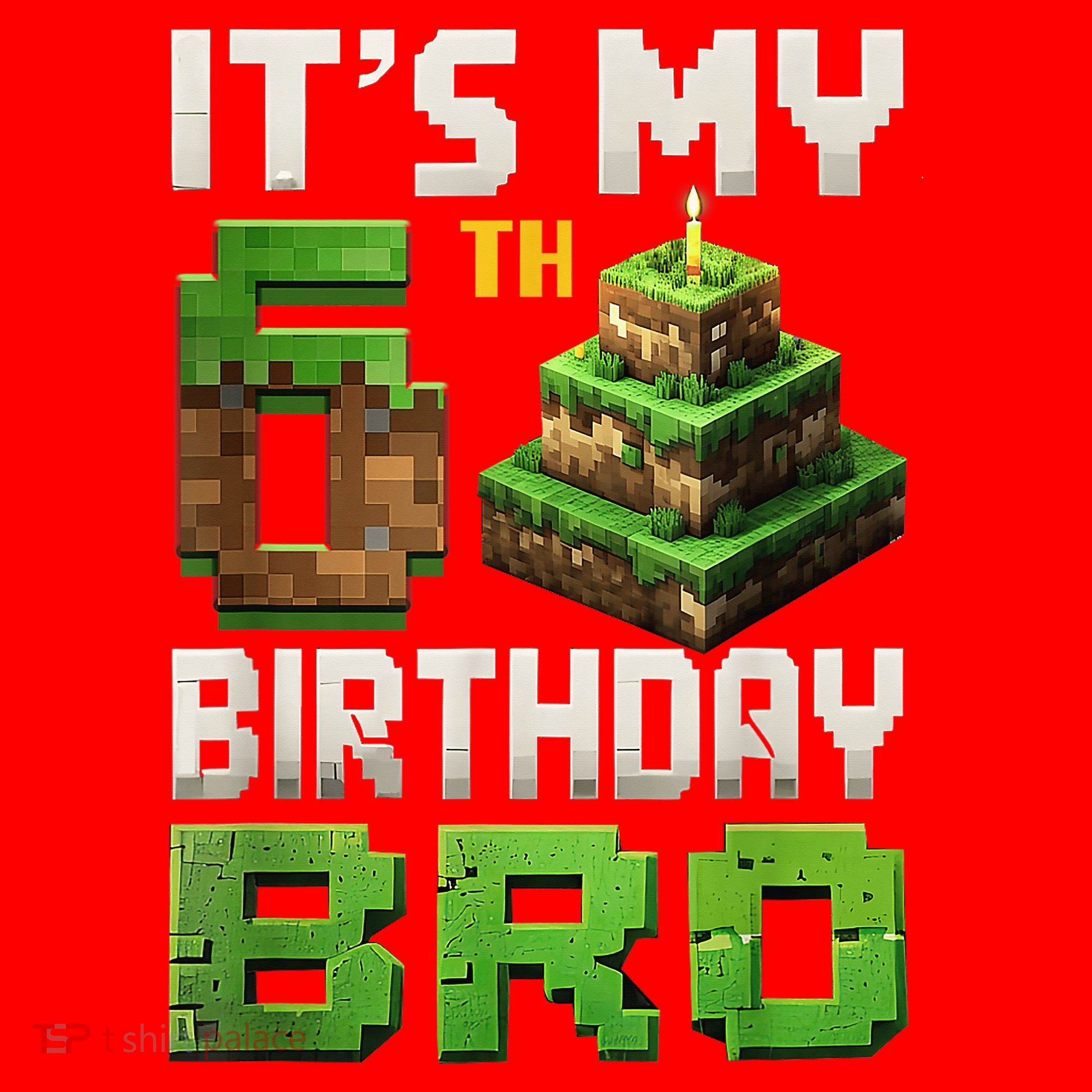 Birthday Boy It'S My 6th Birthday Bro 6 Year Old Gamer Pixel Santa Hat