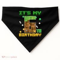 Birthday Boy It'S My 6th Birthday Gamer Pixel Number USA-Made Doggie Bandana thumb 0
