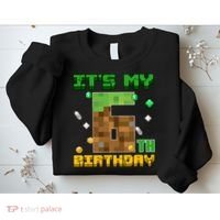 Birthday Boy It'S My 6th Birthday Gamer Pixel Number Sweatshirt thumb 2