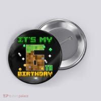 Birthday Boy It'S My 6th Birthday Gamer Pixel Number Button thumb 0