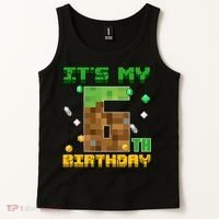Birthday Boy It'S My 6th Birthday Gamer Pixel Number Tank Top thumb 2