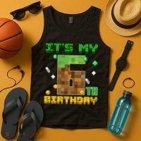 Birthday Boy It'S My 6th Birthday Gamer Pixel Number Tank Top thumb 4