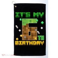 Birthday Boy It'S My 6th Birthday Gamer Pixel Number Golf Towel thumb 0