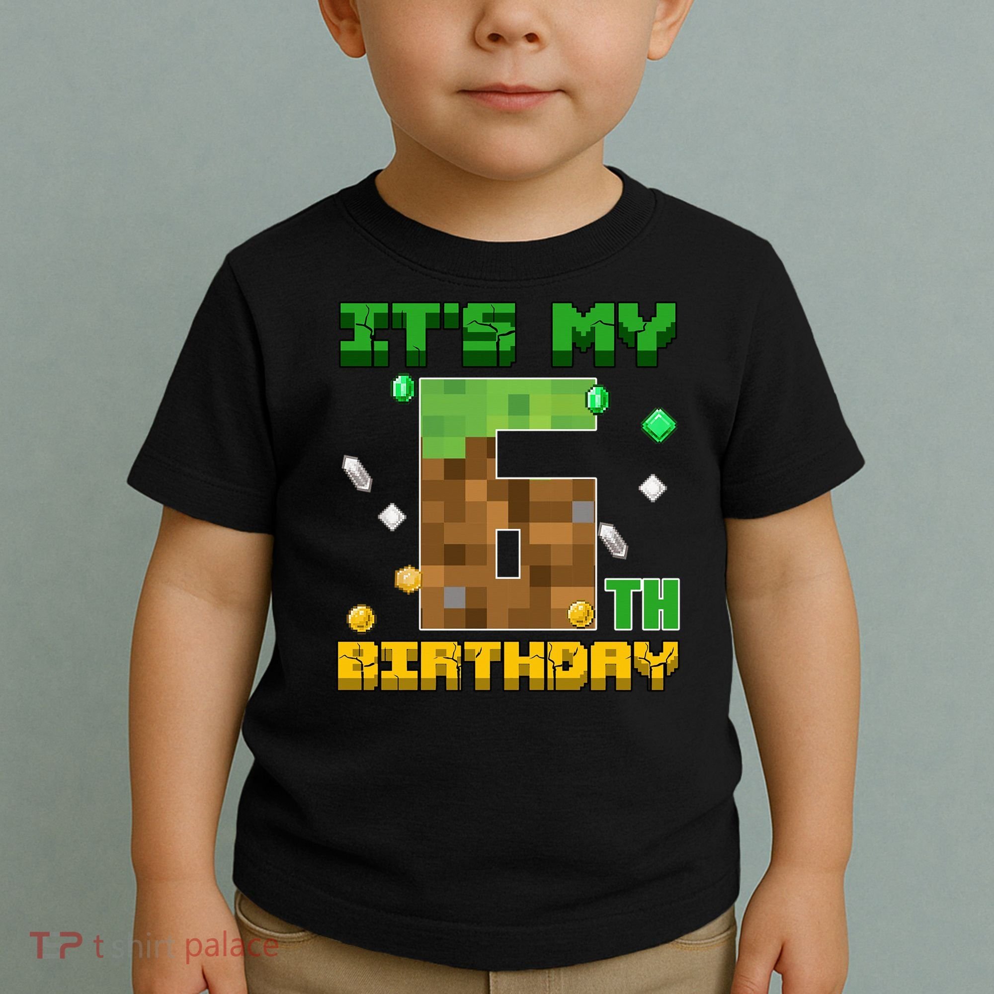 Birthday Boy It'S My 6th Birthday Gamer Pixel Number Toddler T-Shirt