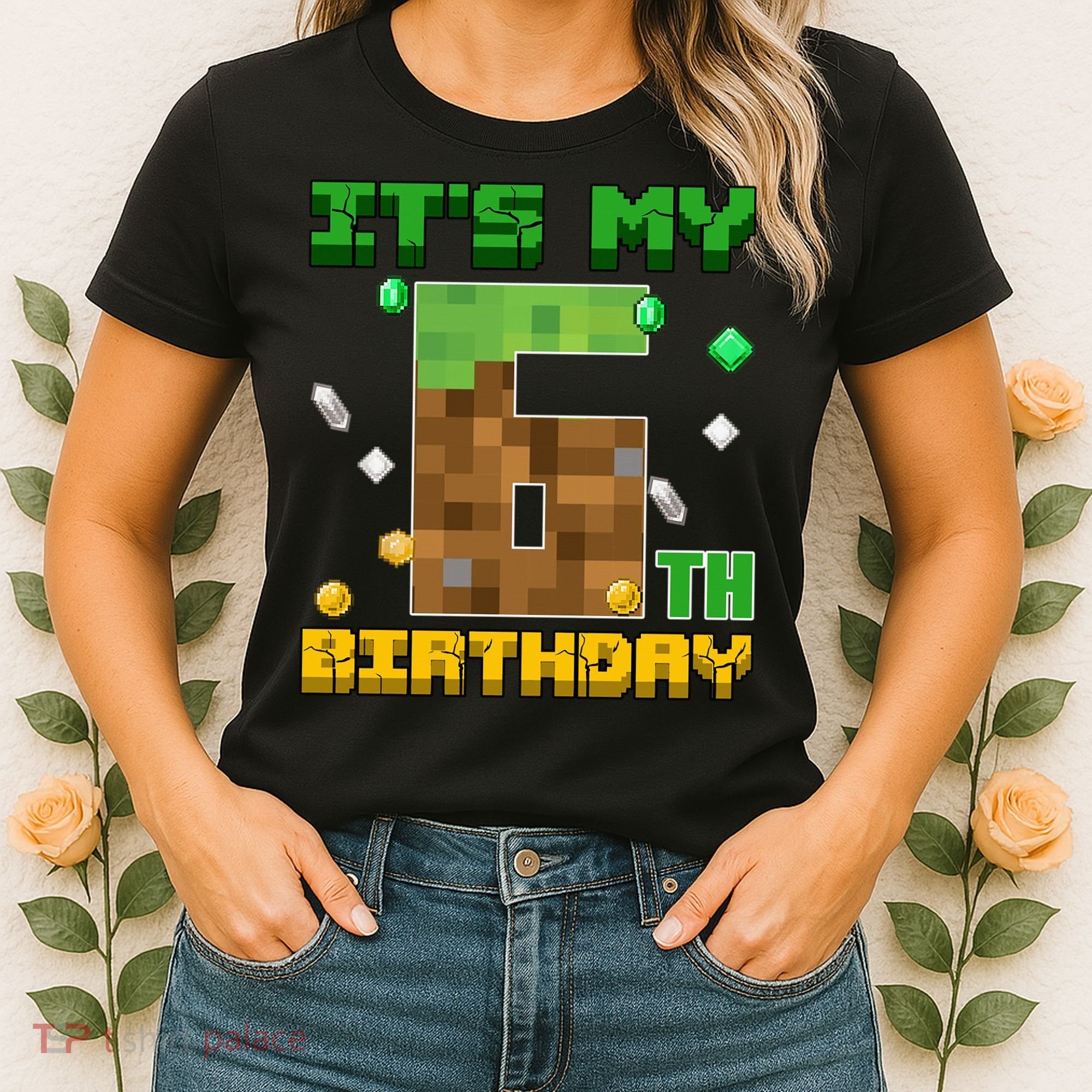 Birthday Boy It'S My 6th Birthday Gamer Pixel Number Women's T-Shirt