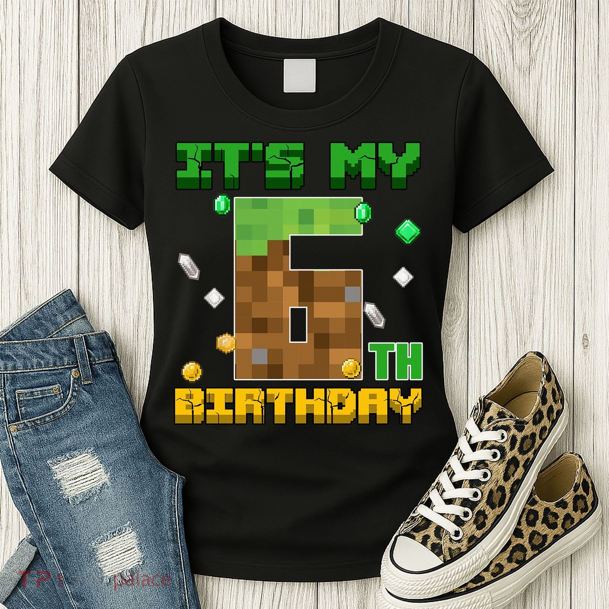 Birthday Boy It'S My 6th Birthday Gamer Pixel Number Women's T-Shirt