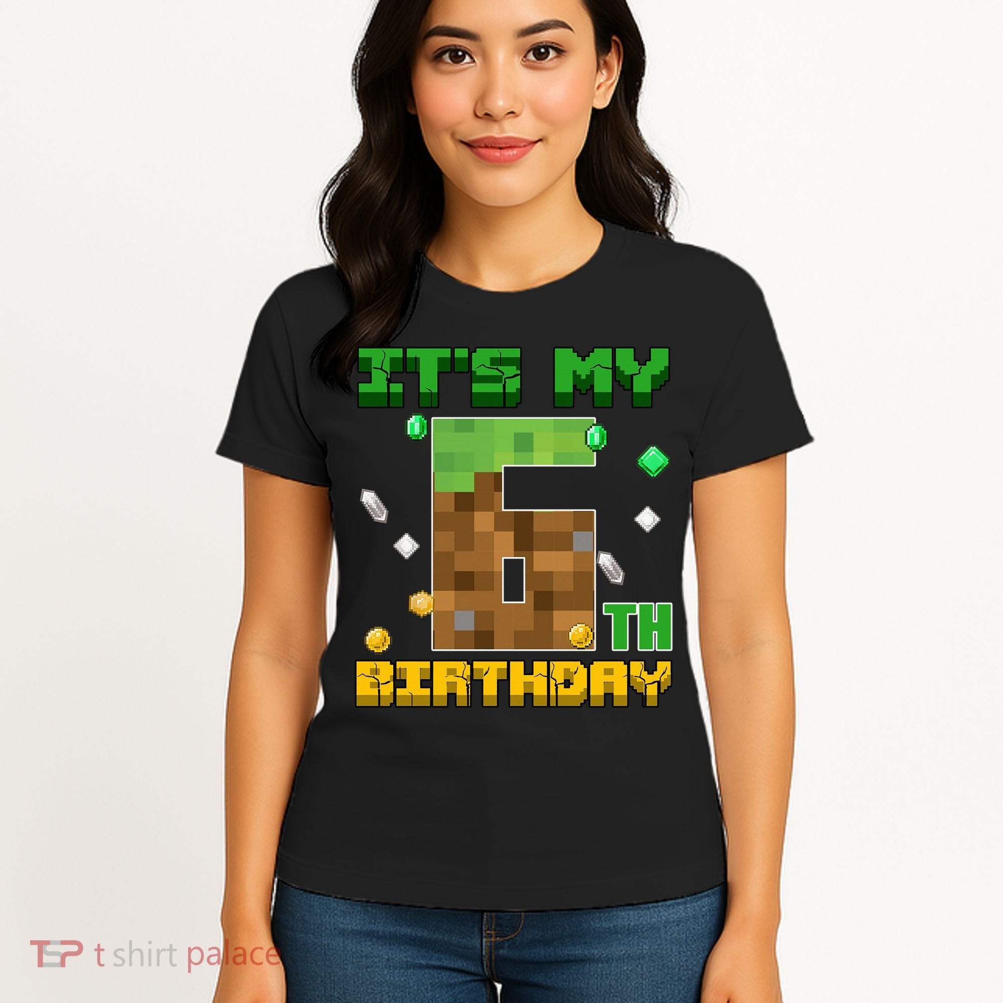 Birthday Boy It'S My 6th Birthday Gamer Pixel Number Women's T-Shirt