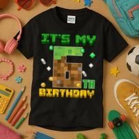 Birthday Boy It'S My 6th Birthday Gamer Pixel Number Kids T-Shirt thumb 3