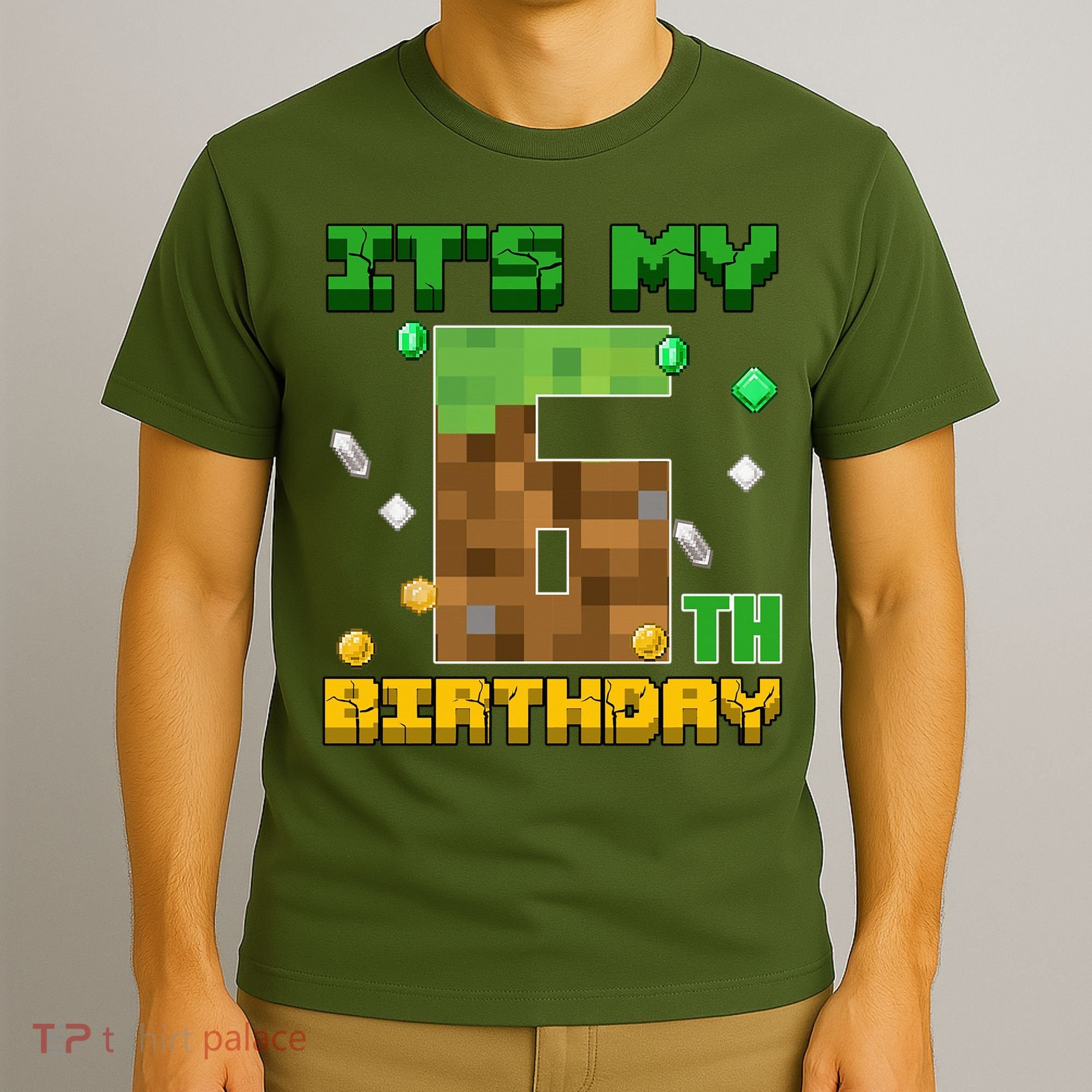 Birthday Boy It'S My 6th Birthday Gamer Pixel Number T-Shirt
