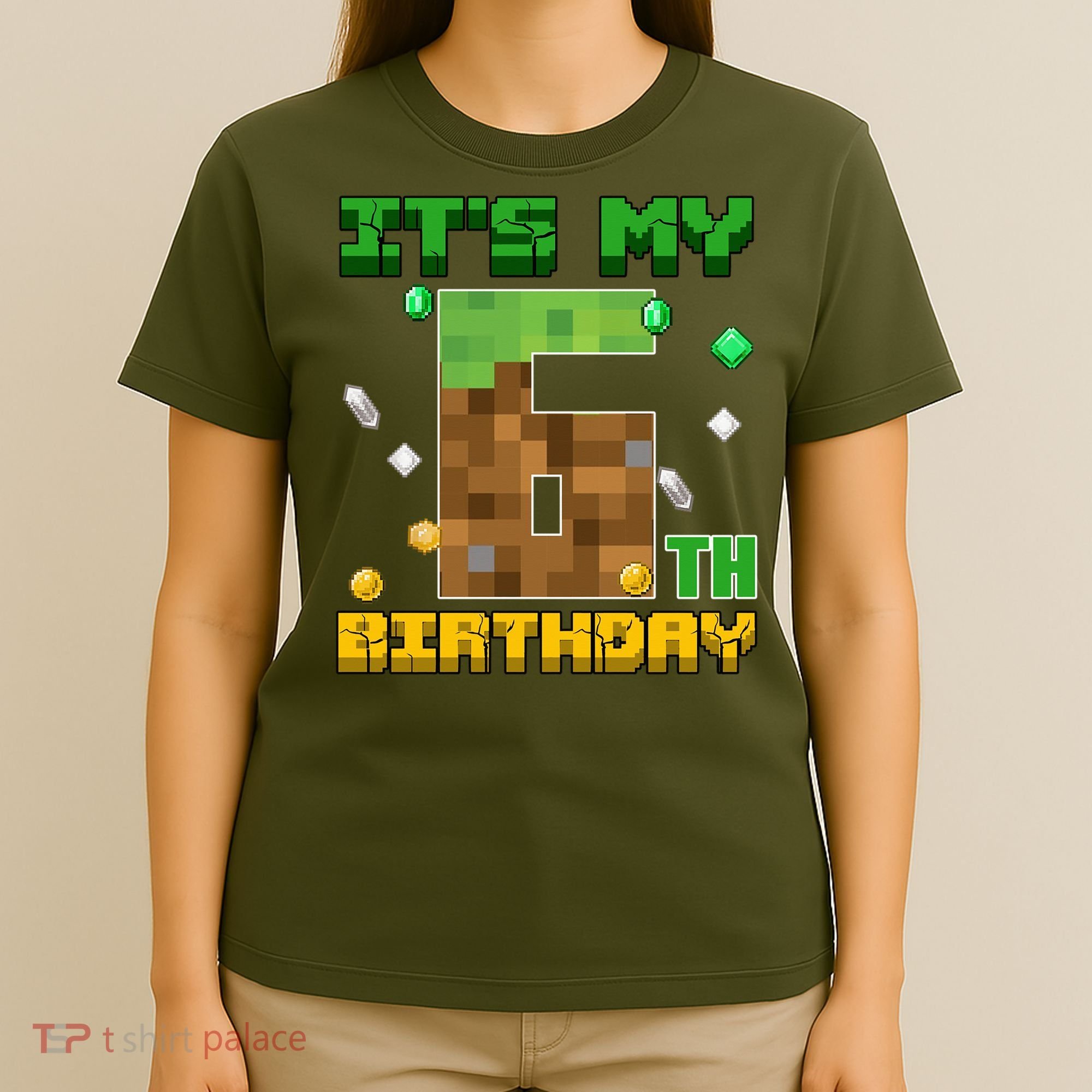 Birthday Boy It'S My 6th Birthday Gamer Pixel Number T-Shirt