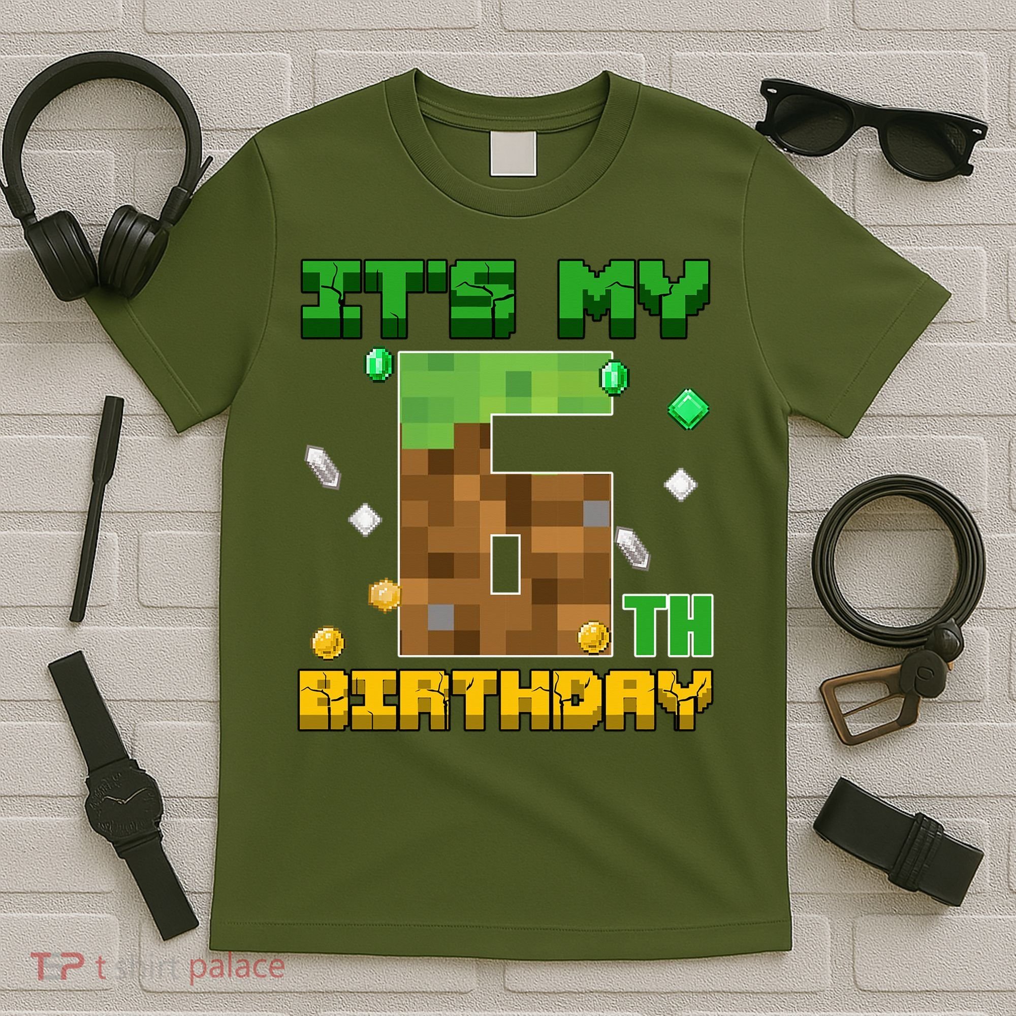 Birthday Boy It'S My 6th Birthday Gamer Pixel Number T-Shirt