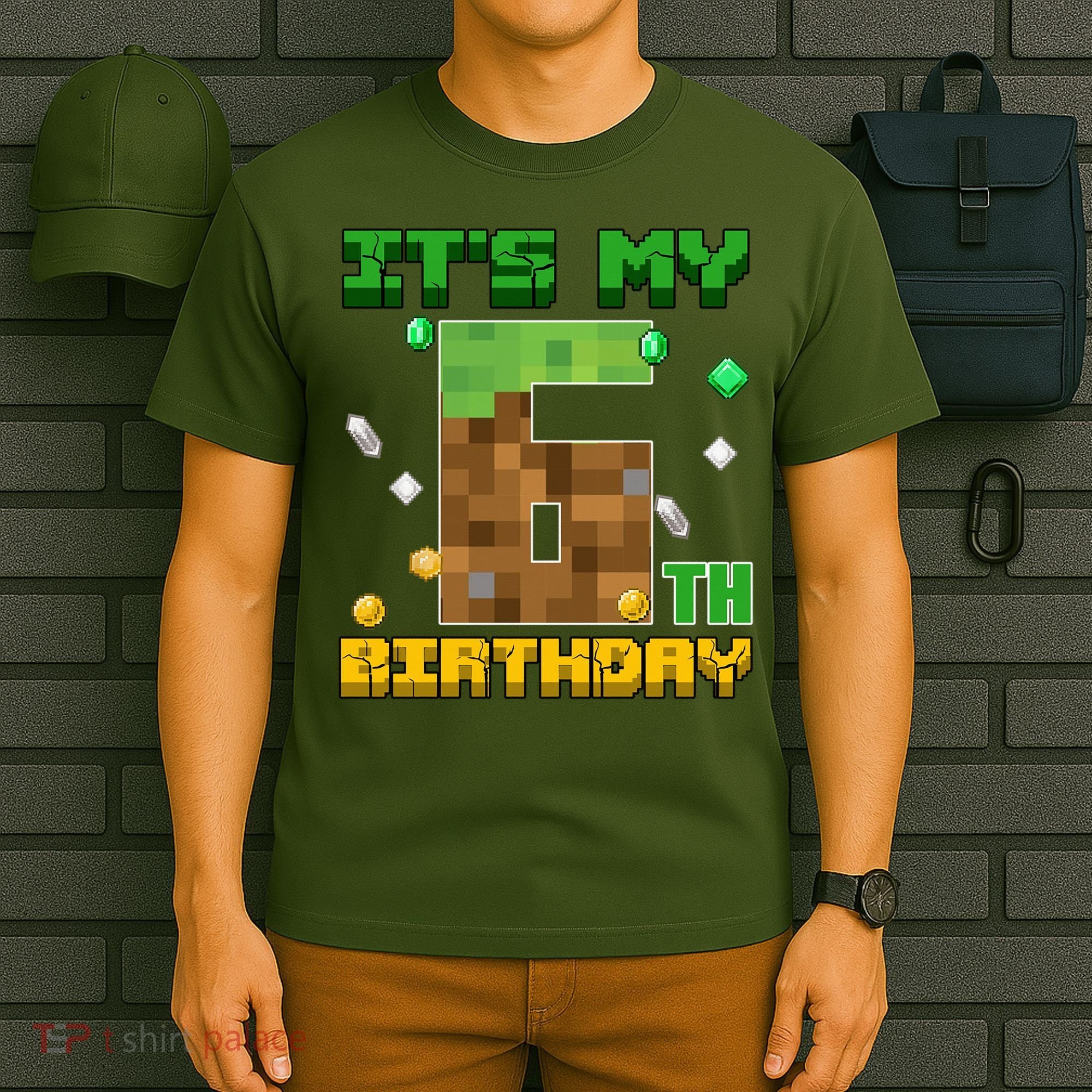 Birthday Boy It'S My 6th Birthday Gamer Pixel Number T-Shirt