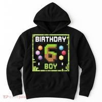 Birthday Boy It'S My 6th Birthday Gamer Pixel Number Hoodie thumb 0