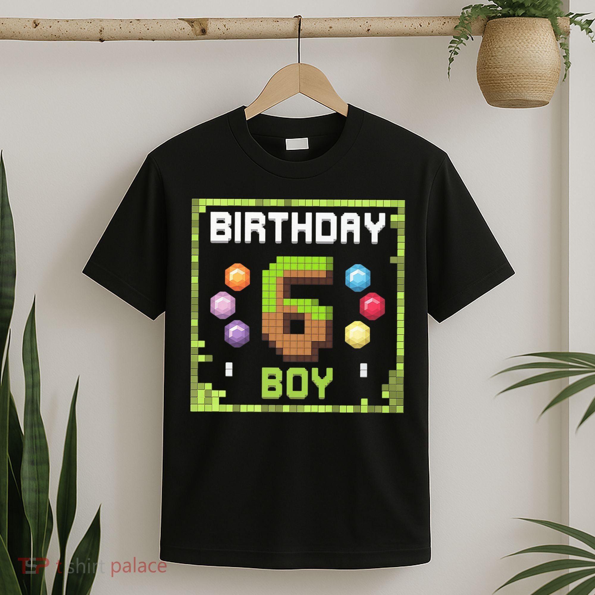Birthday Boy It'S My 6th Birthday Gamer Pixel Number T-Shirt