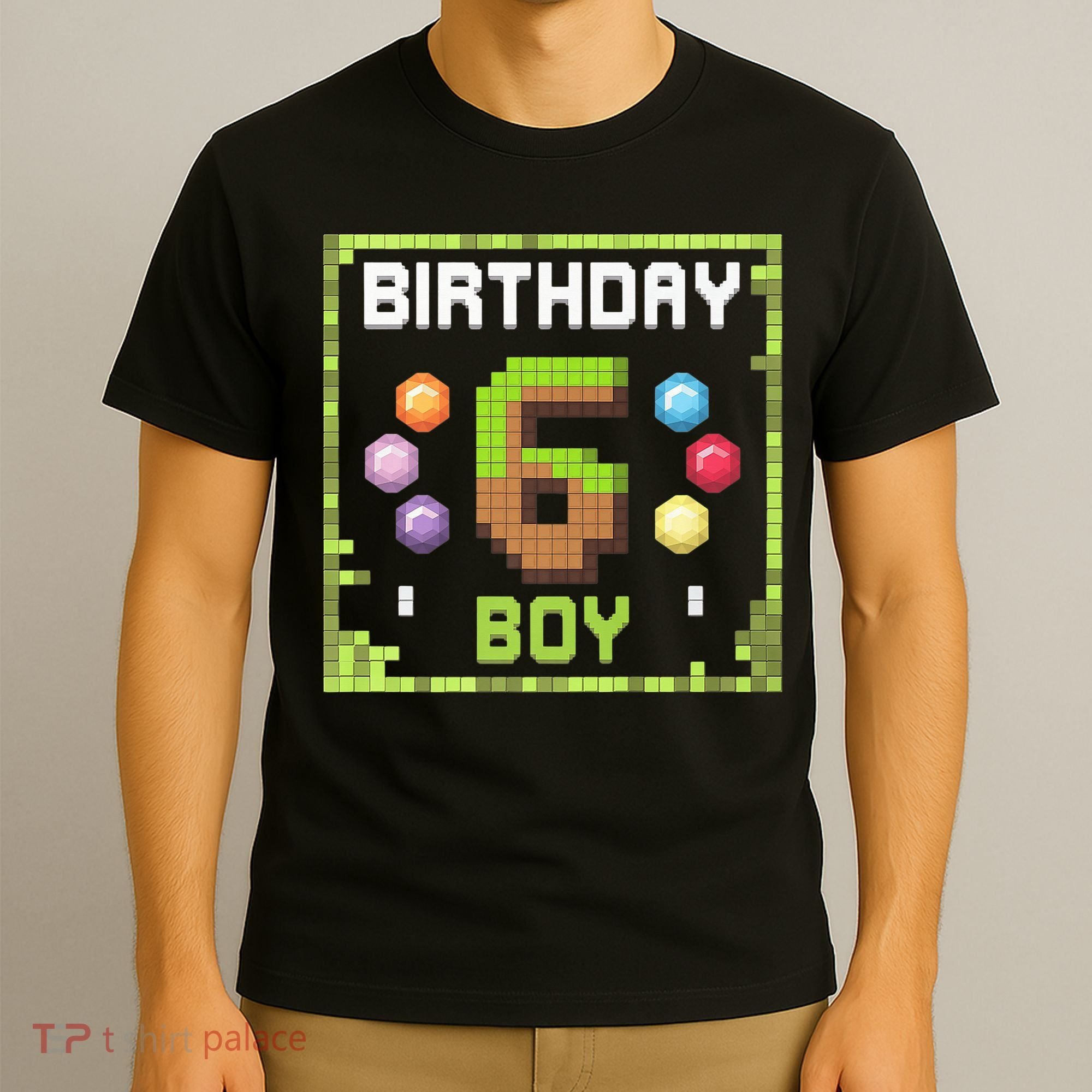 Birthday Boy It'S My 6th Birthday Gamer Pixel Number T-Shirt