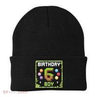 Birthday Boy It'S My 6th Birthday Gamer Pixel Number Beanie thumb 0