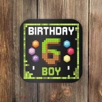 Birthday Boy It'S My 6th Birthday Gamer Pixel Number Coaster thumb 0