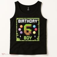 Birthday Boy It'S My 6th Birthday Gamer Pixel Number Tank Top thumb 2
