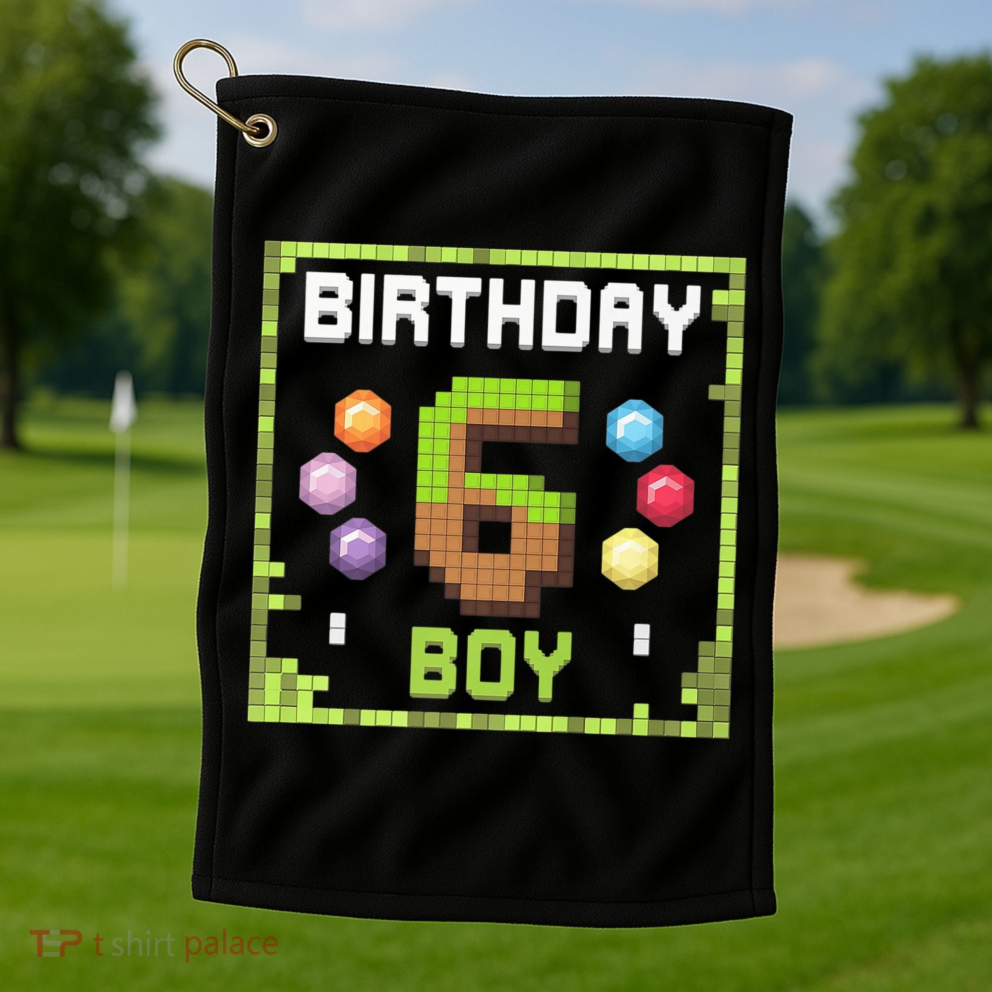 Birthday Boy It'S My 6th Birthday Gamer Pixel Number Golf Towel