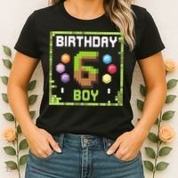 Birthday Boy It'S My 6th Birthday Gamer Pixel Number Women's T-Shirt thumb 2
