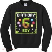 Birthday Boy It'S My 6th Birthday Gamer Pixel Number Kids Sweatshirt thumb 0