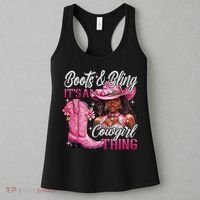 Boots & Bling Its A Cowgirl Thing Pi.nk Black Cowgirl Melanin Women's Tank Top thumb 3