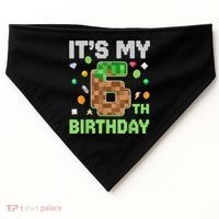 Birthday Boy It'S My 6th Birthday Gamer Pixel Number USA-Made Doggie Bandana thumb 0