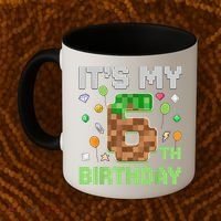 Birthday Boy It'S My 6th Birthday Gamer Pixel Number Coffee Mug thumb 2
