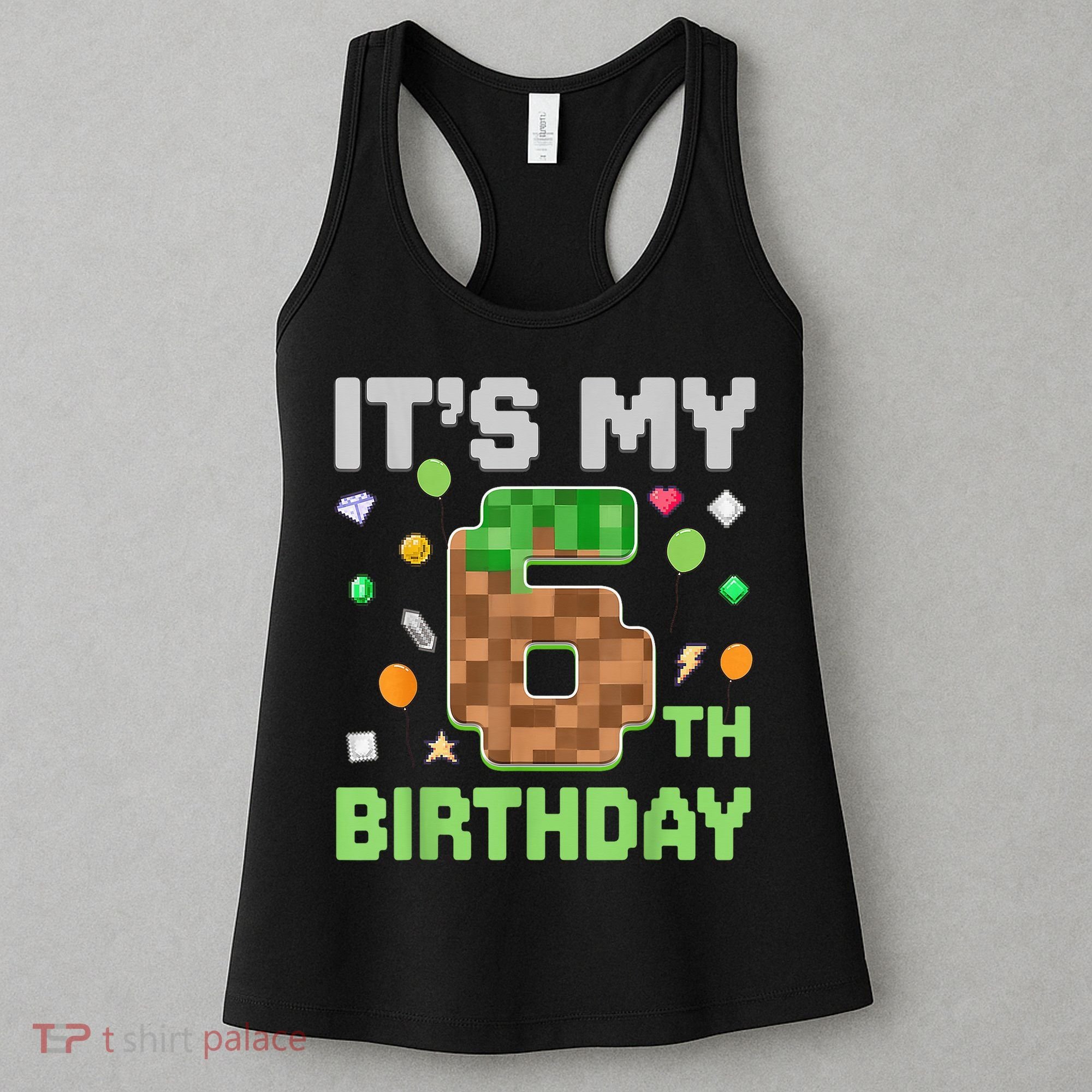 Birthday Boy It'S My 6th Birthday Gamer Pixel Number Women's Tank Top