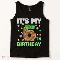 Birthday Boy It'S My 6th Birthday Gamer Pixel Number Tank Top thumb 2