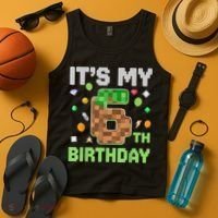 Birthday Boy It'S My 6th Birthday Gamer Pixel Number Tank Top thumb 4