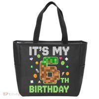 Birthday Boy It'S My 6th Birthday Gamer Pixel Number Tote Bag thumb 0