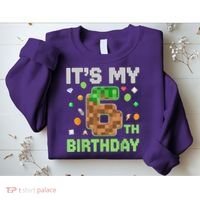 Birthday Boy It'S My 6th Birthday Gamer Pixel Number Sweatshirt thumb 2