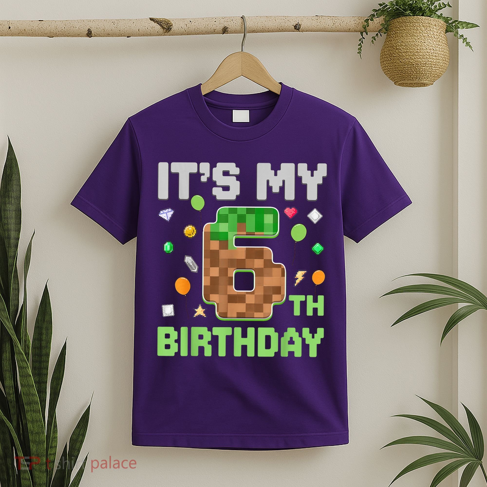 Birthday Boy It'S My 6th Birthday Gamer Pixel Number T-Shirt