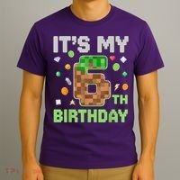 Birthday Boy It'S My 6th Birthday Gamer Pixel Number T-Shirt thumb 3