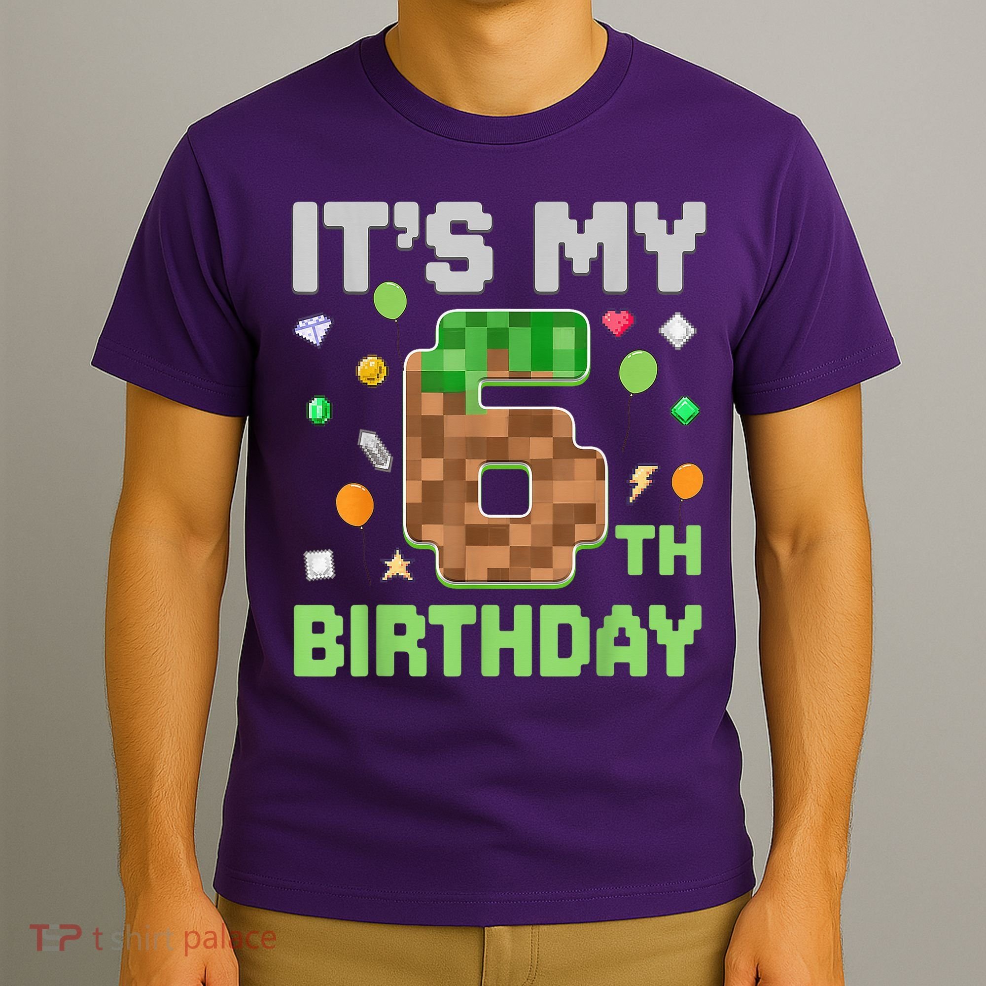 Birthday Boy It'S My 6th Birthday Gamer Pixel Number T-Shirt